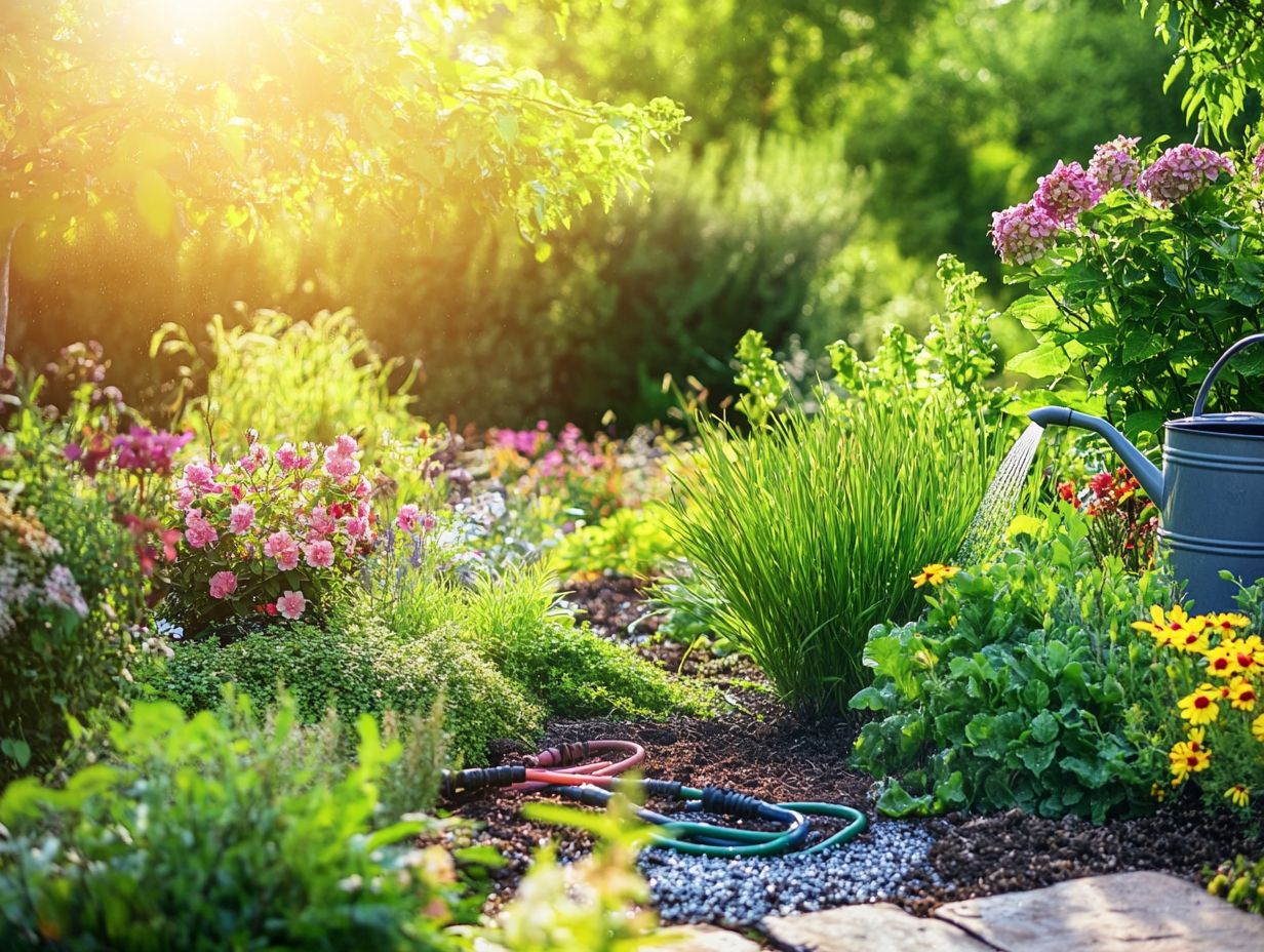 Various types of watering systems for plants including drip irrigation and sprinklers