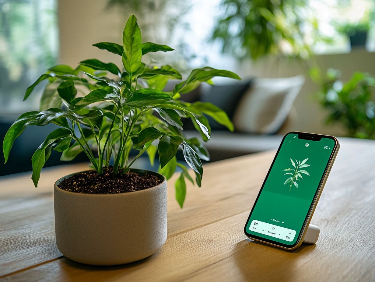 A thriving indoor garden enhanced by smart plant care technology