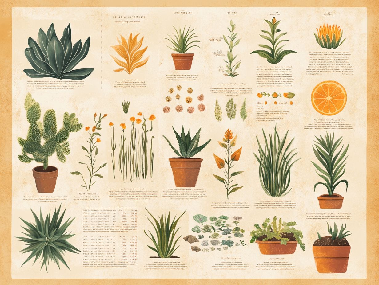 An illustration of companion planting techniques for drought-resistant plants