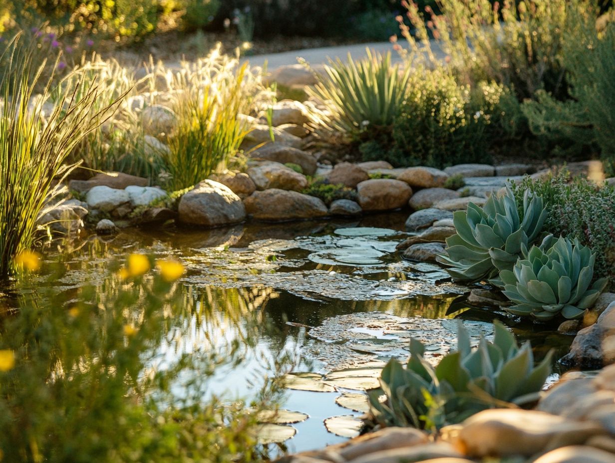 What are water features in drought-tolerant landscapes?