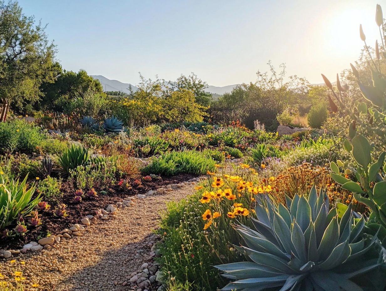 A beautifully designed drought-resistant garden showcasing native plants.