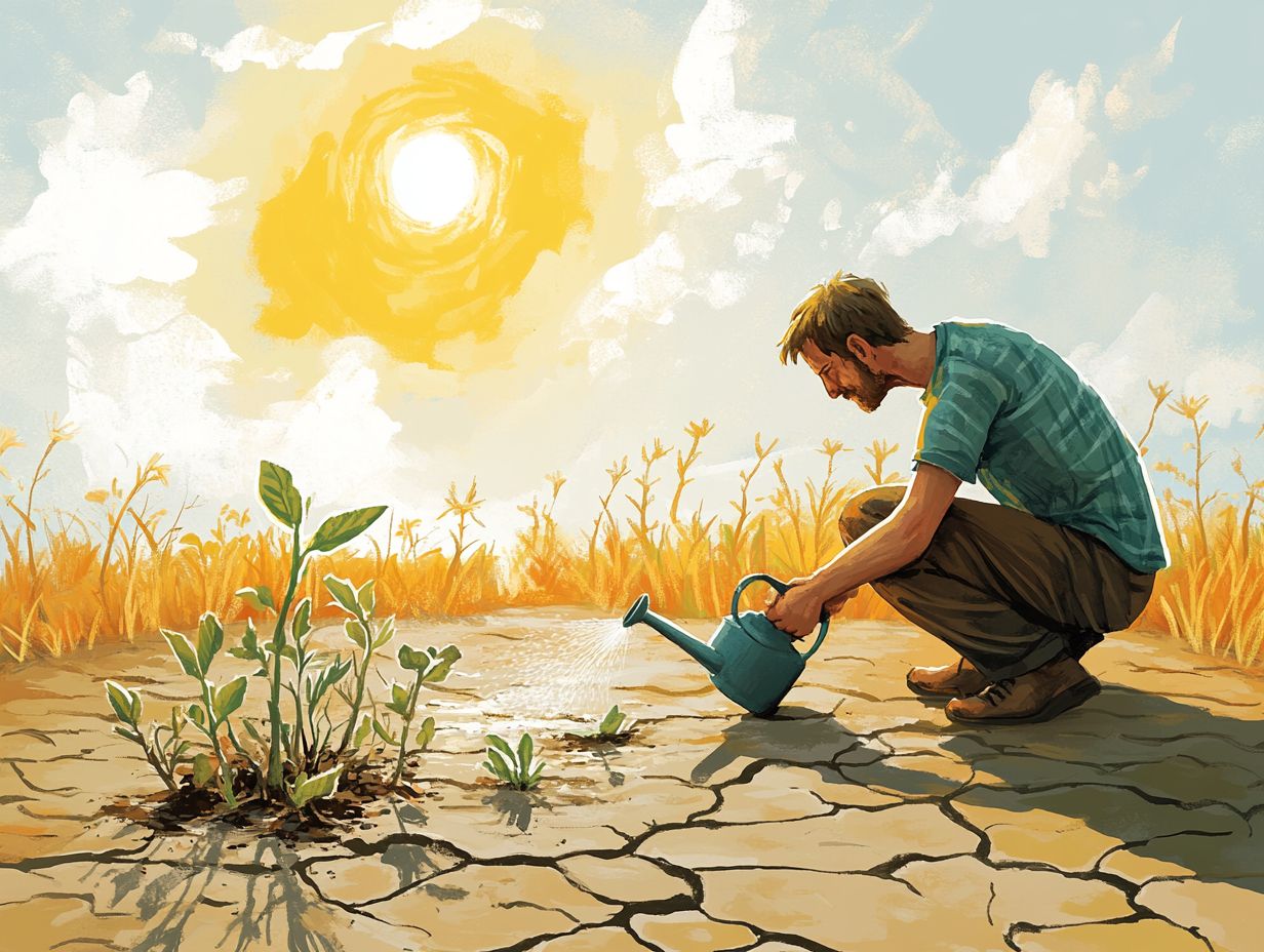 Illustration of key challenges and strategies in drought gardening.