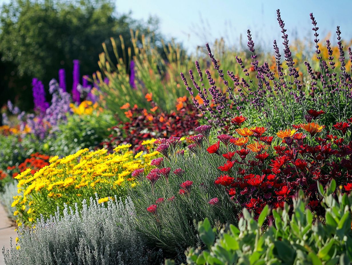 A collage of various colorful drought-resistant plants