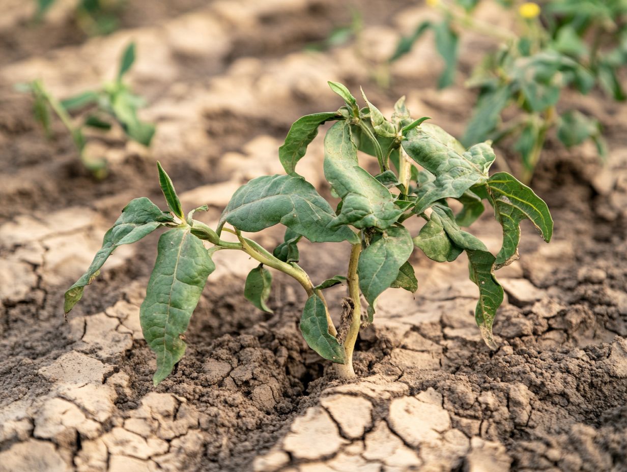 Signs of underwatering in drought-stressed plants