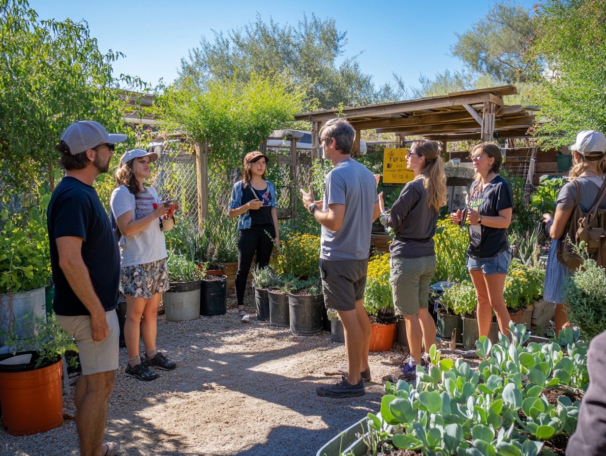 A workshop setting focused on drought gardening techniques