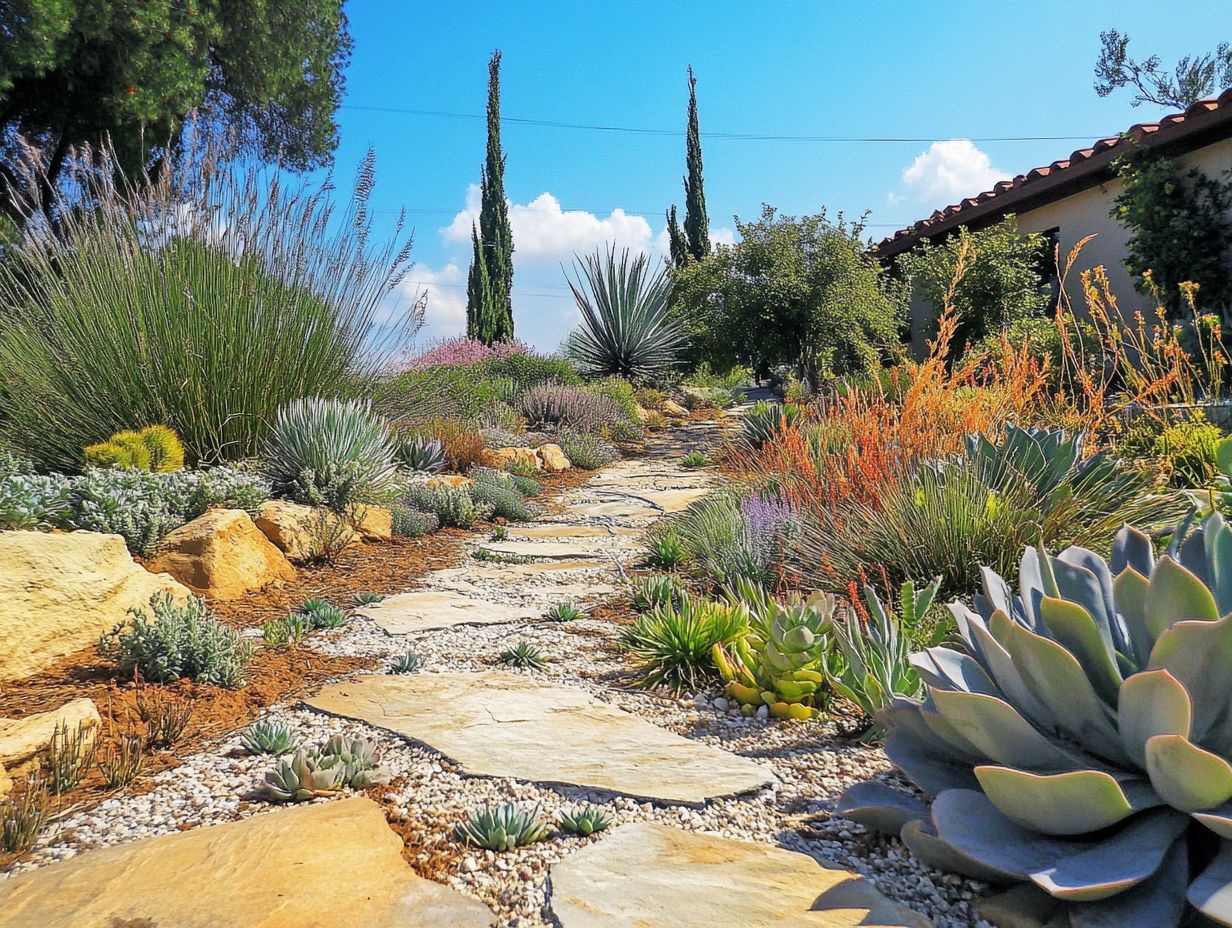 A thriving drought garden demonstrating effective irrigation practices