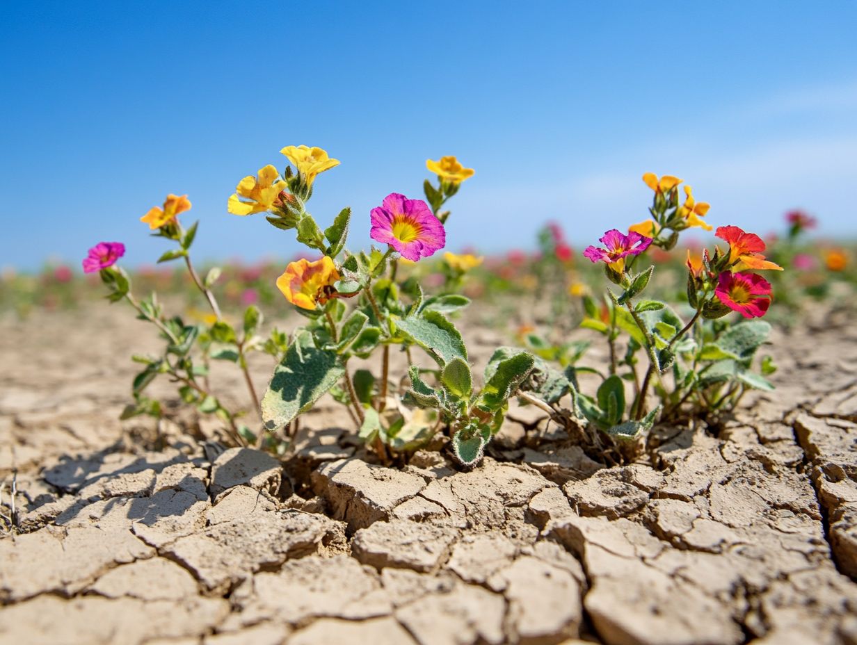 A variety of drought-resistant plants flourishing in a sustainable garden setting.